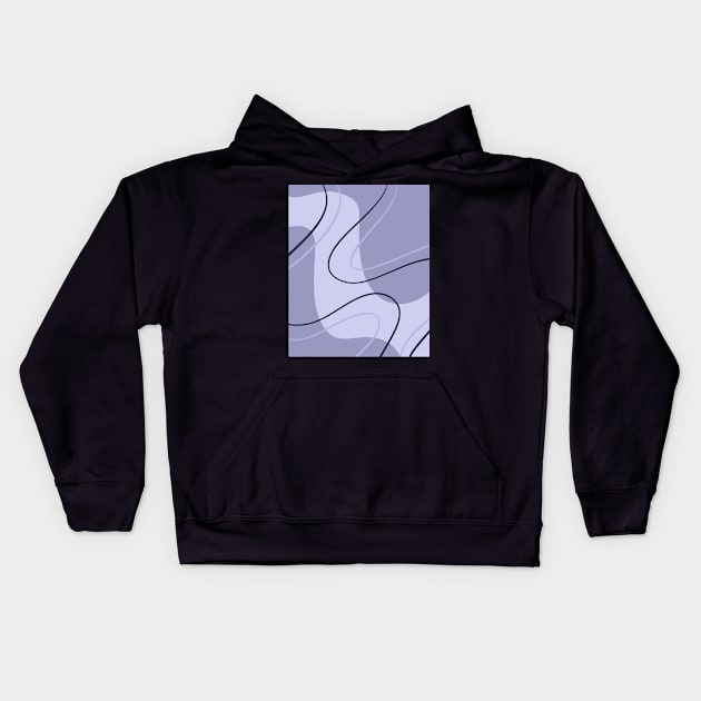 Light Blue and Gray Geometric Art Shapes and Lines Kids Hoodie by LittleFlairTee